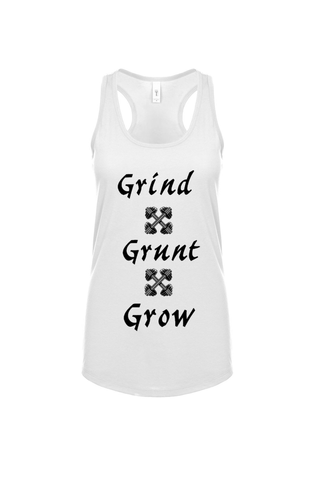 Women's Racerback Tank Grind Grunt Grow