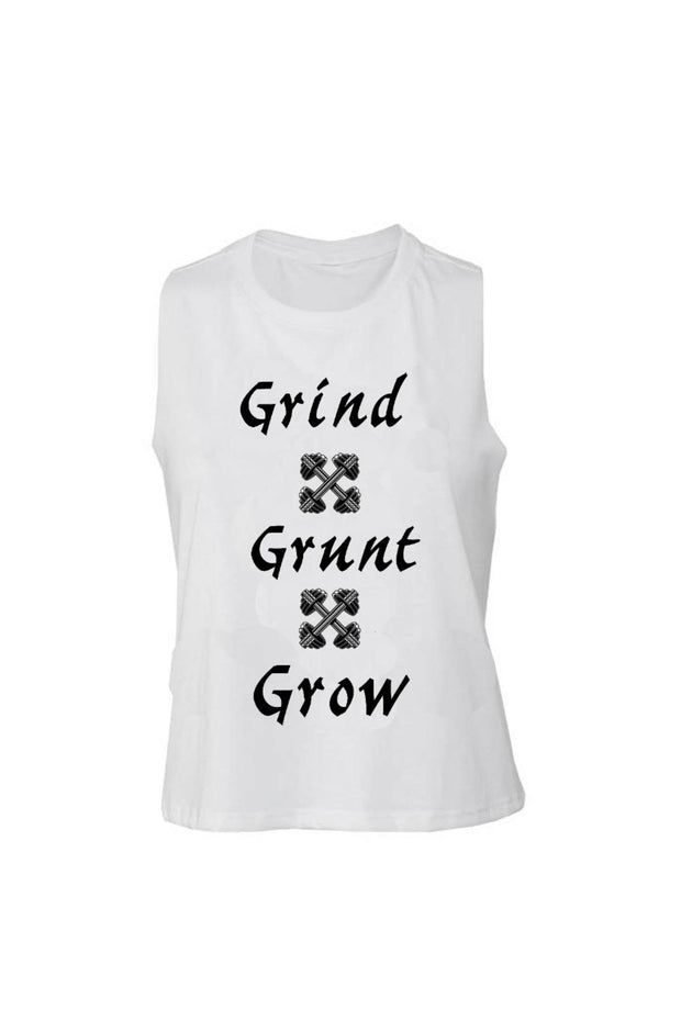 Women's Muscle Racerback Crop Grind Grunt Grow