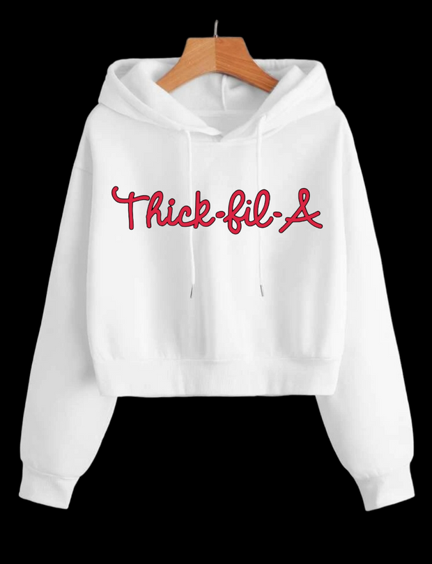 Thick-Fil-A Thermal Lined Drawstring Crop Hoodie