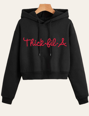 Thick-Fil-A Thermal Lined Drawstring Crop Hoodie